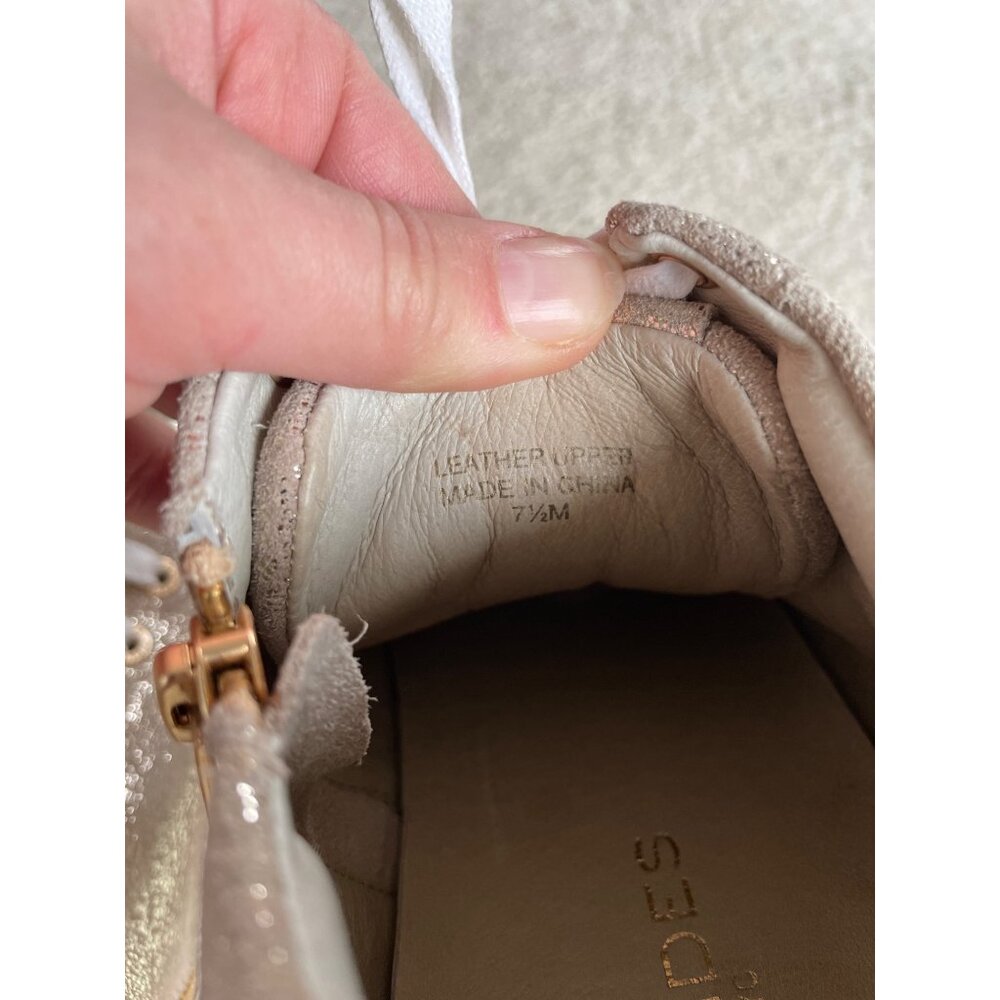 J/Slides | Ludlow Women's 7.5 Gold Metallic Leather High Top Lace Up Sneaker - Picture 9 of 9